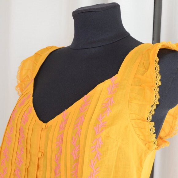 NWT Anthropologie Maeve Flutter-Sleeve Pintuck Embroidered Top Sz XS - Picture 7 of 10